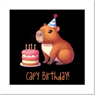 Cappy Capy Birthday Capybara Posters and Art